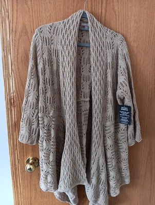 Cárdigan Woman Within Plus Frente Abierto Caqui Talla Grande - Nuevo con Etiquetas Foto 1 de 4