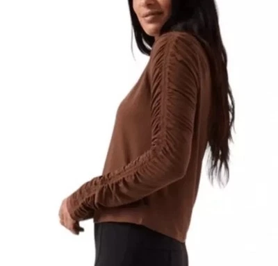 Top acanalado Athleta All Around talla grande 3X marrón manga larga ropa deportiva yoga Foto 1 de 4