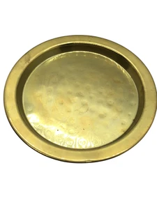 Vintage Hammered Brass Serving plate dish Table Decor 5 1/2" - Ffree Ship - Picture 1 of 8