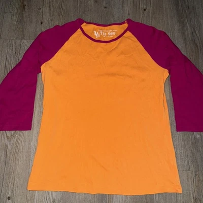 Vintage Fashion Bug Blank Raglan Shirt Top Women's Size XL magenta & Coral Y2K - Image 1 of 4