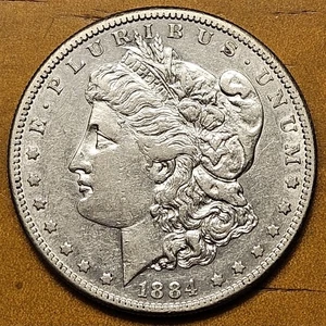 1884-S MORGAN SILVER DOLLAR, XF+ DETAILS. - Picture 1 of 2