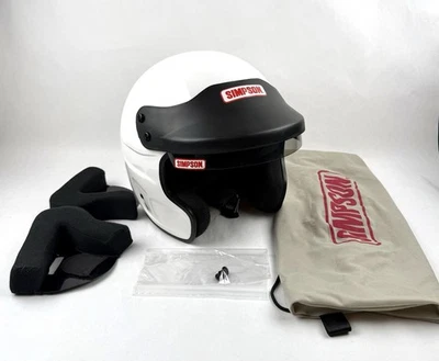 White Simpson Racing Cruiser Helmet - SA2005 Extra Large Snell W/ Dust Bag +More - Image 1 of 4