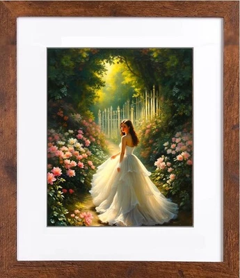 NEW WOOD FRAMED LANDSCAPE WITH GLASS "Devine Garden" 12.5x15.5, FREE SHIPPING - Image 1 of 4