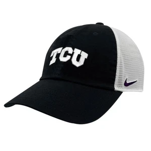 NIKE TCU Horned Frogs CLUB Unstructured Mesh Back Trucker Cap Hat - Black - M/L - Picture 1 of 5
