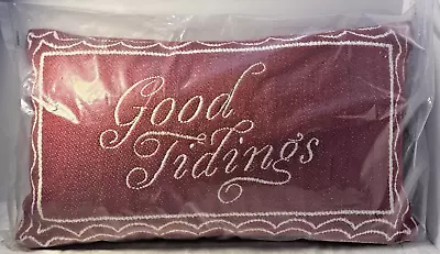 New Oversized Threshold Good Tidings Tapestry Pillow 24 in. x 14 in. Deep Red - Image 1 of 4