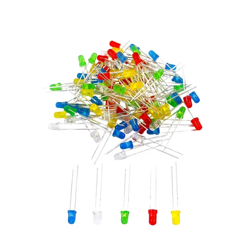 Lot de 50 Diodes LED 5mm Blanc Bleu Jaune Rouge Vert pour Arduino Raspberry - Photo 1/1