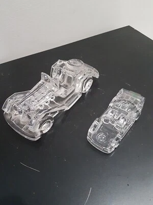 2X Macchina In Cristallo Fermacarte FERRARI F40 MERCEDES Anni 30 Da Collezione!! - Immagine 1 di 4