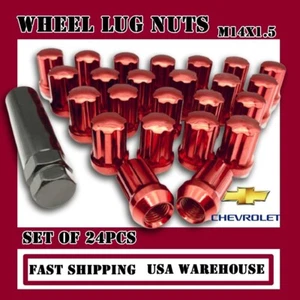 24 14x1.5 Stock Lug Nuts Fit 2015-2021 Ford Expedition OEM Design Factory Red - Picture 1 of 7