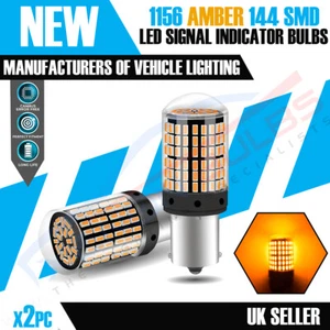 2X BA15S 1156 144SMD Amber LED Canbus Turn Signal Indicator Light Bulbs 12V S25 - Picture 1 of 9