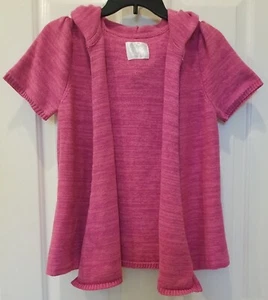 Justice PINK Cardigan Girls Size 20 Open Front Mid Length Short Sleeve Hoodie - Picture 1 of 15