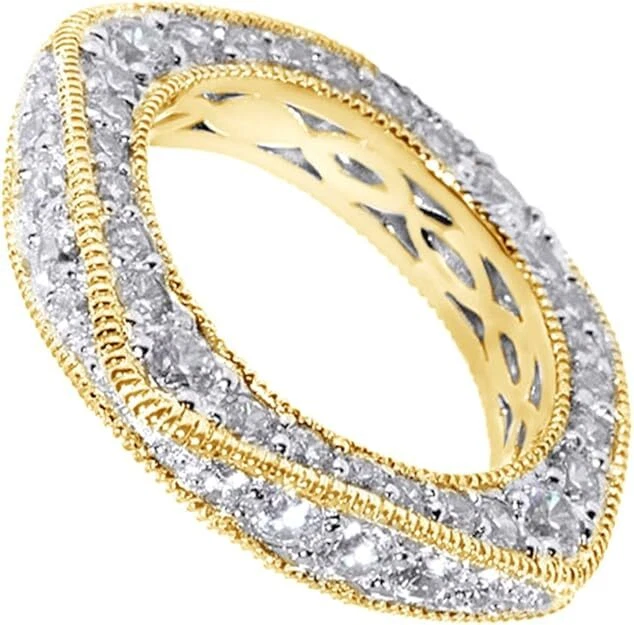 Eternity Band Engagement Ring Cubic Zirconia 14k Gold Plated 925 Sterling Silver - Image 1 of 4