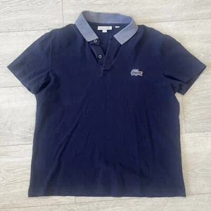Camisa Polo Lacoste Piqué Para Hombre Calce Regular Grande Retro Cocodrilo Azul Marino—Talla 4 - Imagen 1 de 7