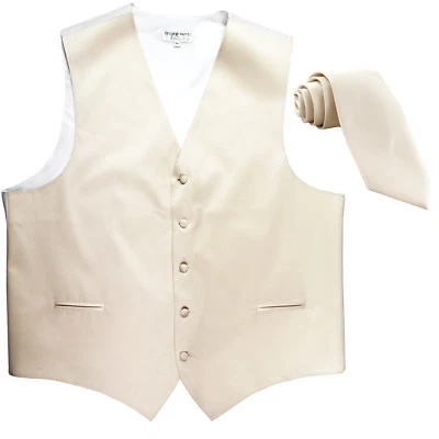 New Men's Formal Tuxedo Vest Waistcoat_Necktie Ivory wedding party prom  - Image 1 of 3