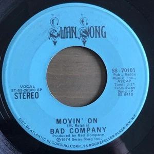 Bad Company Movin On / Easy On My Soul 7" 45 RPM Vinyl Record VG+ - Picture 1 of 3