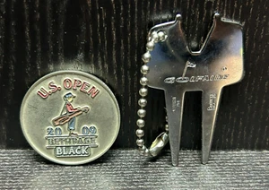 2009 US Open Bethpage Black Golfball Marker / Bassett Golfaide Divot Tool - Bild 1 von 6