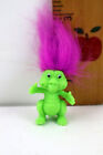 Vintage Green Dinosaur Troll Doll Pencil Topper Pink Hair 1990s Retro 1.5"