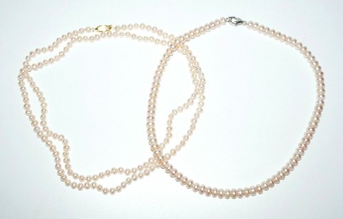 OFF WHITE Collana di perle coltivate bianche a filo singolo 2 pezzi 16" e 35" (SaR)#455