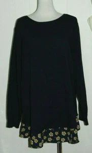 NWT Ann Taylor Loft Blue Back Tie Faux Double Layered Shirt Sweater Plus 24/26 - Picture 1 of 3