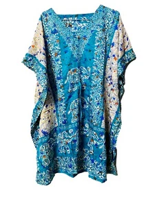 Elephant Top Beachwear Women kaftan Short Length Caftan Summer Cocktail Dress - Picture 1 of 3