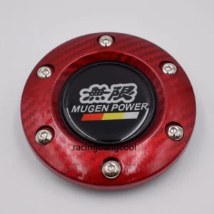 MUGEN Racing Car Steering Wheel Horn Button +Carbon Fiber Edge Red - Picture 1 of 5