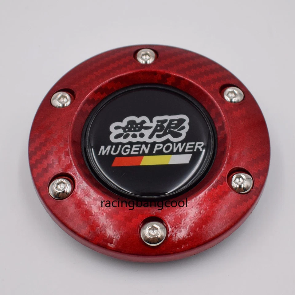 MUGEN Racing Car Steering Wheel Horn Button +Carbon Fiber Edge Red - Image 1 of 4