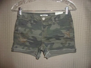 Mudd Girls Sz14 Light Camouflage Flat Front Mid Rise Adjust. Stretch Shorts NEW - Picture 1 of 12