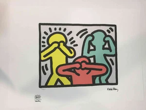Keith Haring Litografia off set cm 50x70 firma su lastra con certificato - Foto 1 di 9