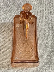 Bandeja de anillo jabonera de vidrio vintage Art Deco ninfa desnuda baño rosa depresión - Imagen 1 de 15