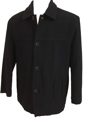 Dockers Quilted Lined Large L Men Jacket Coat 80% Wool 20% Poly.  Black Button - Image 1 of 4