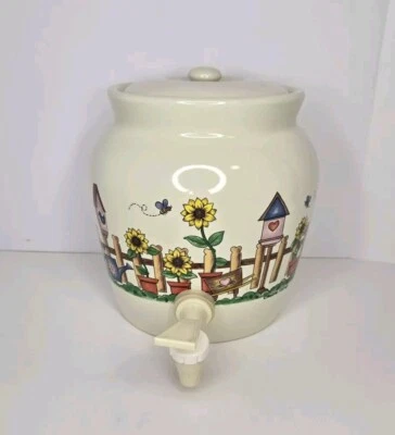 Dispensador de gres de girasol y pajarera 1 gal jarra de cerámica bebida Foto 1 de 4