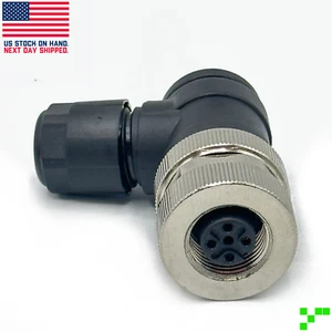 M12 Connector 4 Pin A-Code Right Angle Field Assembly Female Plug Waterproof - Picture 1 of 11