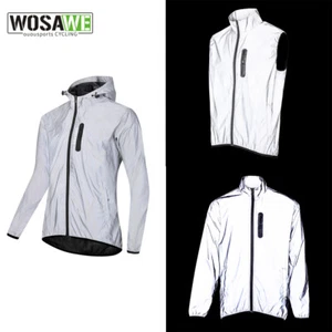 WOSAWE Men Full Reflective Cycling Jacket MTB Coat Vest Windproof Waterproof Top - Picture 1 of 24
