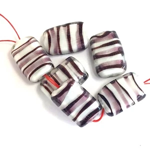 Lámpara hecha a mano a rayas espirales de chocolate blanco cuentas de 24 mm 6 piezas E5 envío gratuito - Imagen 1 de 7