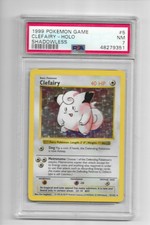 1999 Pokemon Game 5 Clefairy-Holo Shadowless PSA 7