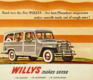 1951 Willys Wagon Dealership Advertising Card Makes Sense Planadyne Suspension - Picture 1 of 4