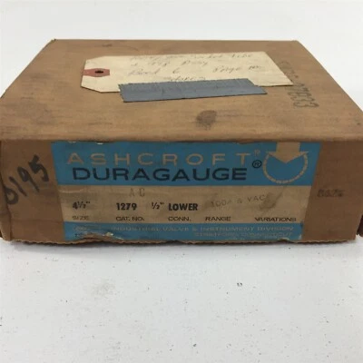 Ashcroft Duragauge 1279 PressureVac Gauge 4-1/2" 1/2" NPT Lower -30"Hg - 100PSIG - Image 1 of 4