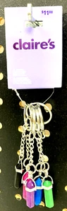 Claire’s Girls Set of 5 Best Friends Cute Color Gemstone Dangle Keyrings - Picture 1 of 2