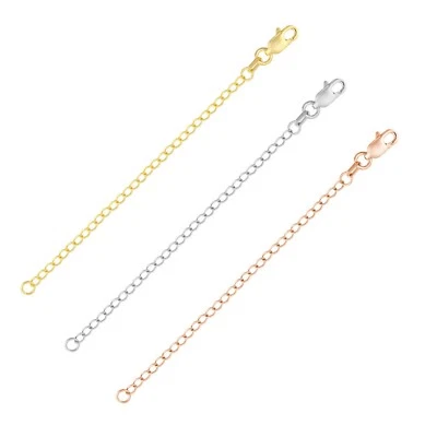 Extensores de cadena para collar cadena de extensión de oro amarillo blanco rosa macizo de 14K 3" Foto 1 de 4