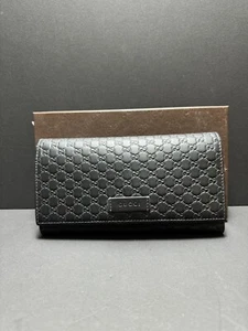 Gucci Wallet Purse Micro GG Sima Leather Black 449396 From JAPAN 26425-0407-② - Picture 1 of 11