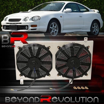 Para 1994-1999 Celica GT4 Transmisión Manual JDM Aluminio Radiador Doble 12" Cubierta Ventilador Foto 1 de 4
