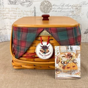 Longaberger 2000 Deck The Halls Basket with Liner, Tie-On,Lid, Divided Protector - Picture 1 of 9