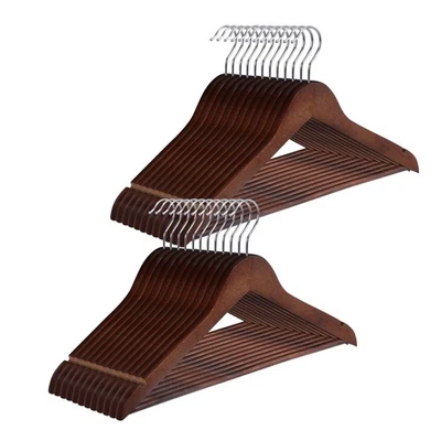 Paquete de 50 perchas de madera para perchas de traje para perchas de camisa antideslizantes marrón Foto 1 de 4