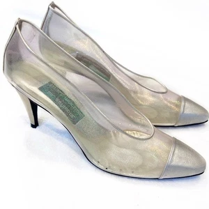 Tacones Stuart Weitzman transparentes iridiscentes vintage años 70 con brillo y metálicos 8,5 - Imagen 1 de 6