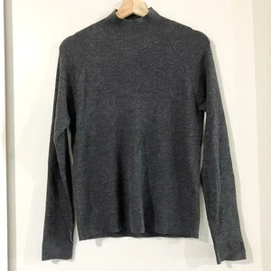 New Piper 83% Merino Wool Rib Knit Jumper Sz 14 Charcoal Mock Neck Sweater NWOT - Picture 1 of 14