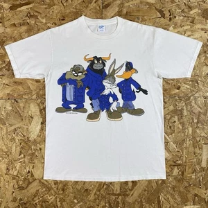Vintage 1993 Looney Tunes Bugs Bunny Hip Hop Single Stitch White Shirt Size L - Picture 1 of 9