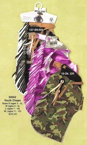 Kid's ~ RODEO CHAPS ~ Mutton Bustin/Buster - CAMO or PINK Vinyl - Picture 1 of 4