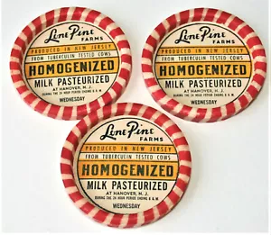3 Lone Pine Farms Dairy Grade A Milk Wax Bottle Cap NOS New Hanover,NJ Wed - Picture 1 of 3