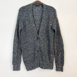 ATM Damen Gr. XS anthrazit & silber Pailletten V-Ausschnitt Alpaka Wolle Cardigan Pullover - Bild 1 von 11
