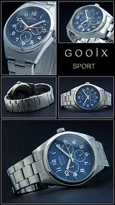 Gooix Montre D'Aviateur 43mm Hommes Inox Jour Date Bleu 5 BAR GX 05036 003 - Picture 1 of 1