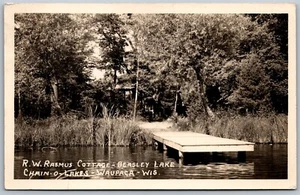 Vtg Waupaca WI R.W. Rasmus Cottage Beasley Lake Chain-O-Lakes 1940 RPPC Postcard - Picture 1 of 2